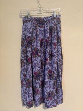 Pendleton Lavender Floral Midi Skirt with Pink and Green Accents